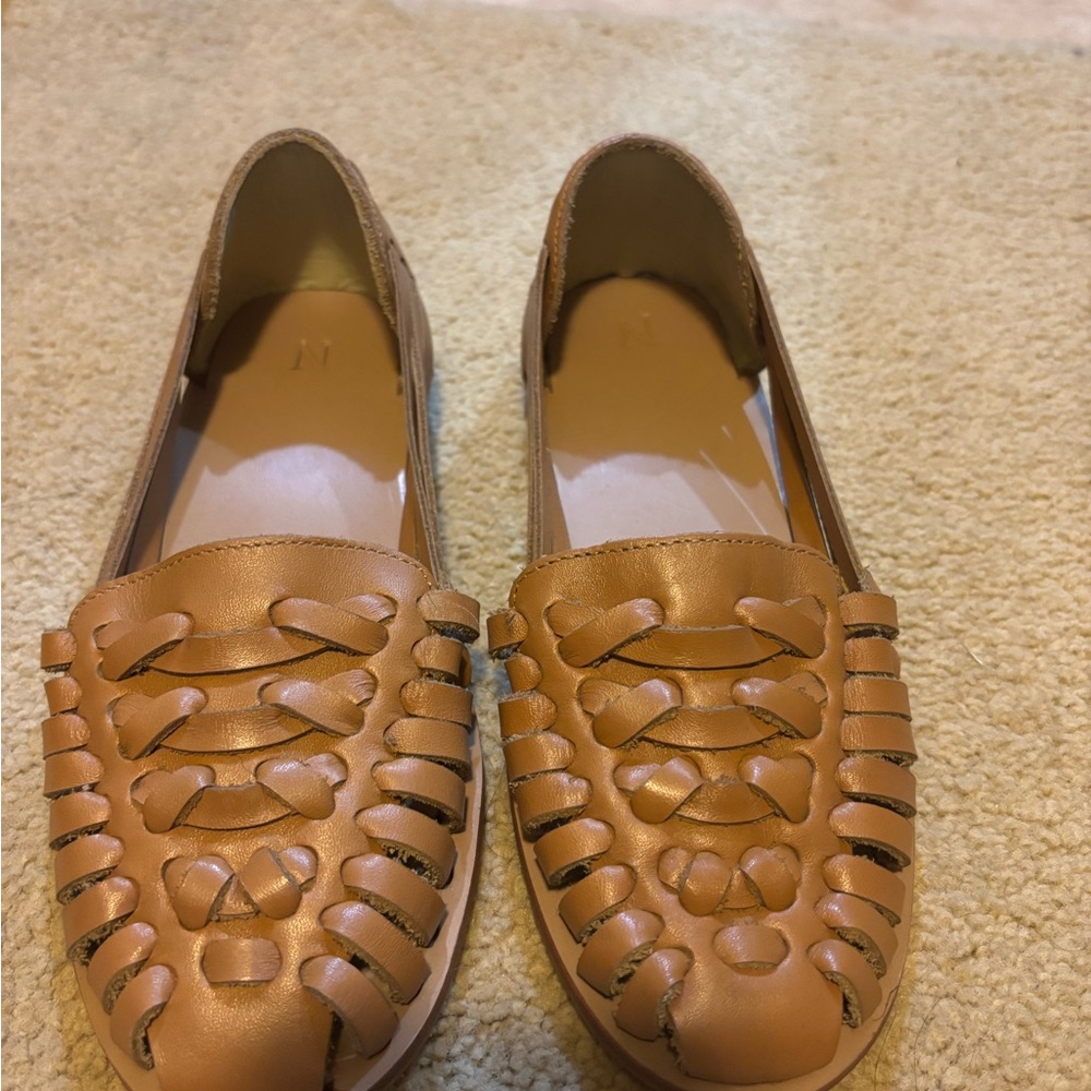 Nisolo Woven Leather Flats in Tan